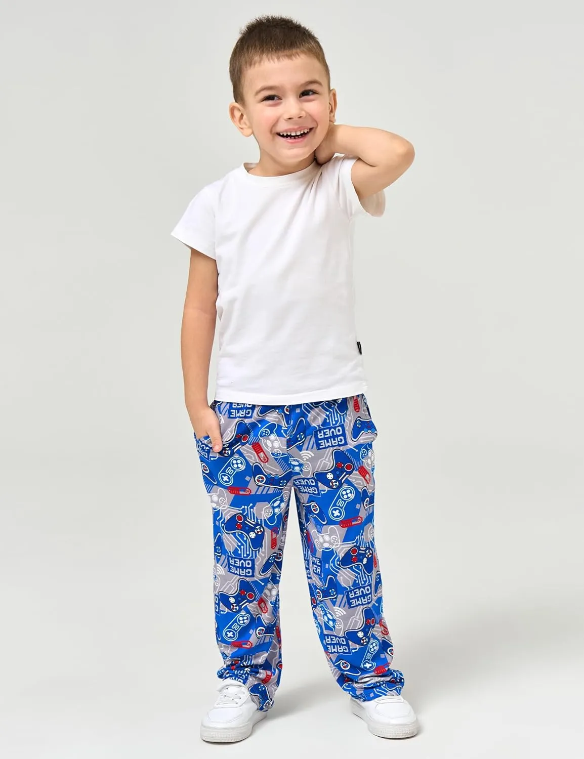 Bamboo Viscose Toddler Boys Wide Leg Pajama Pants Elastic Waist Pajama Bottom with Pockets