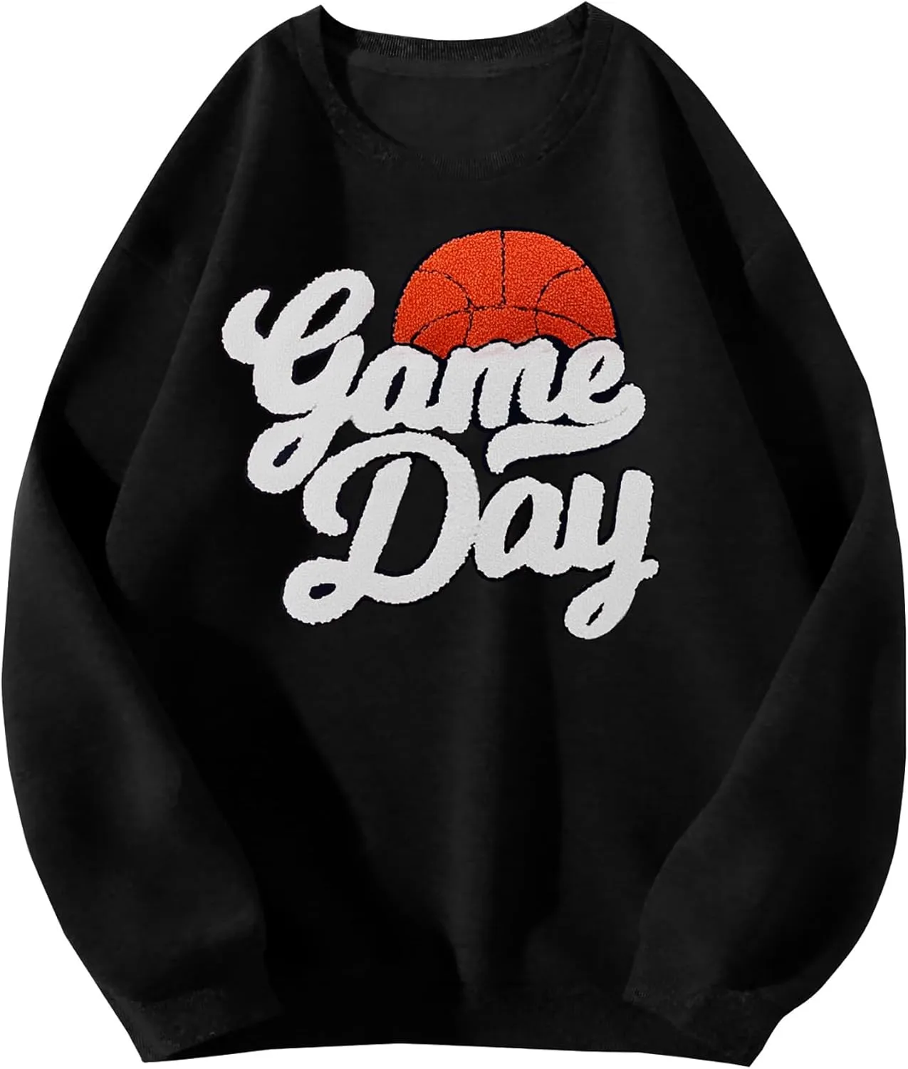 Basketball Game Day Sweatshirt for Women Game Day Chenille Patch Shirts Basketball Graphic Long Sleeve Tops