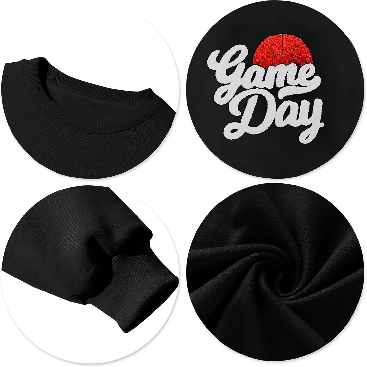 Basketball Game Day Sweatshirt for Women Game Day Chenille Patch Shirts Basketball Graphic Long Sleeve Tops