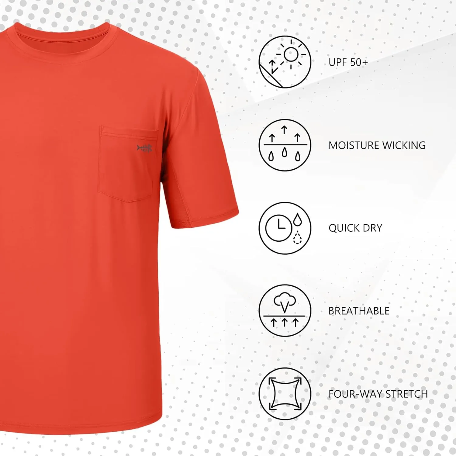BASSDASH Mens UPF 50  Performance Short Sleeve Pocket T-Shirt UV Sun Protection Fishing Hiking Kayaking Sports Shirts