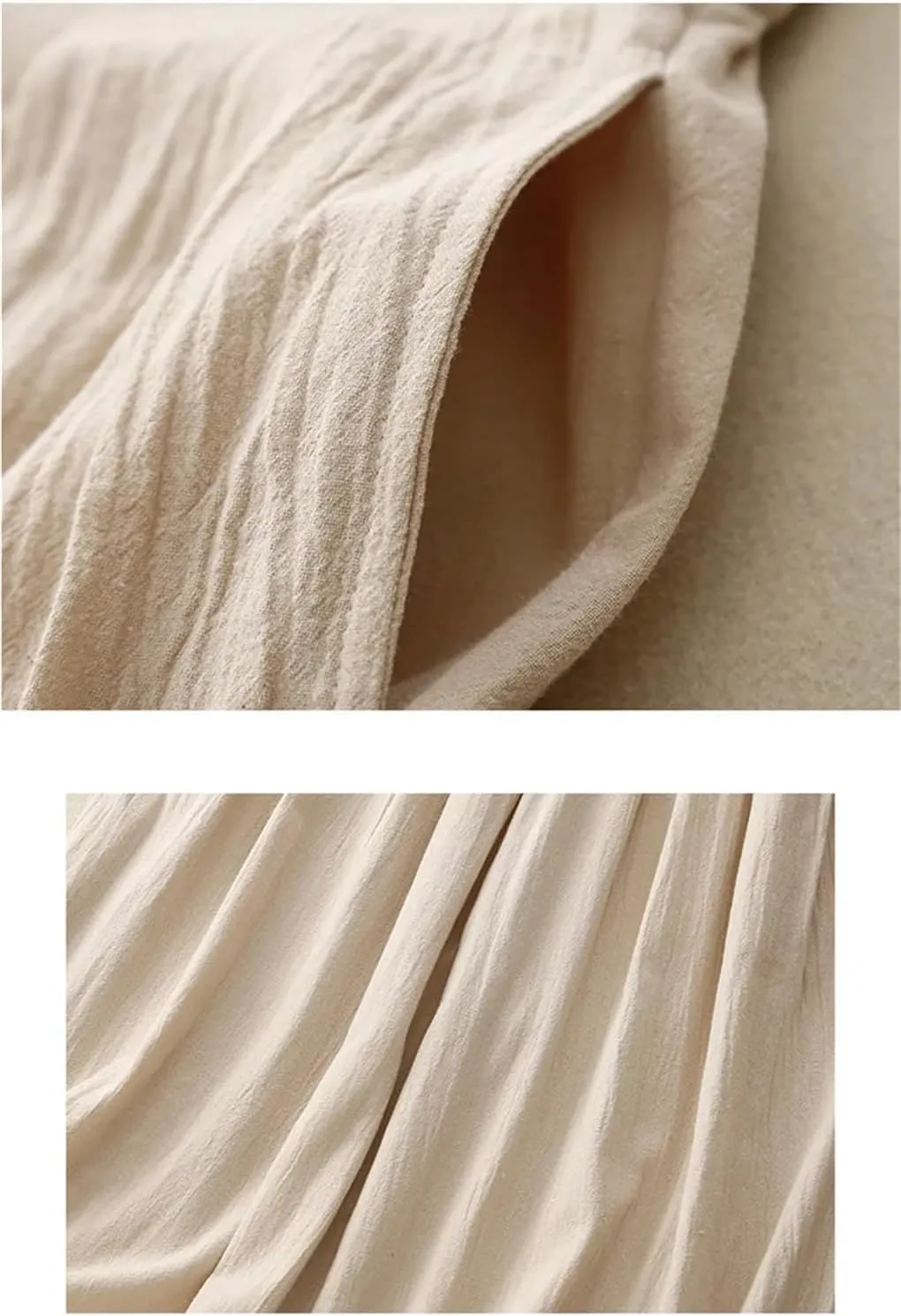 Bciopll Women's Summer Casual Loose Wide Legs Pants Elastic Waist Pleated Cropped Cotton Linen Ankle Trouser