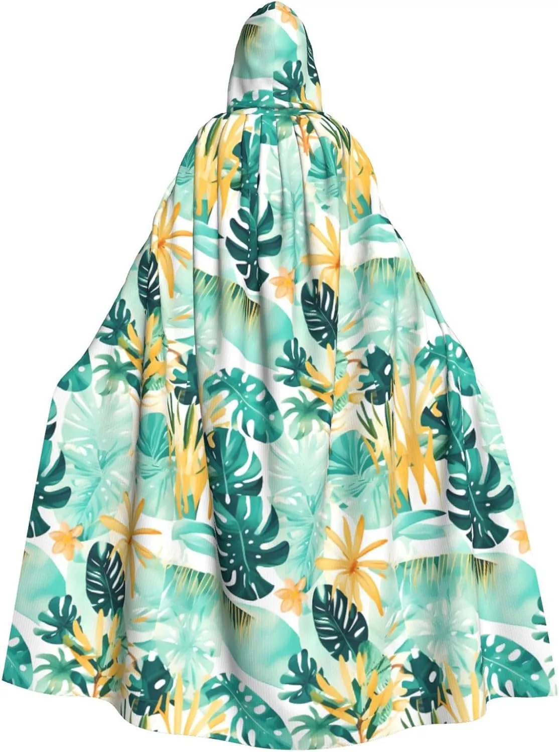 Beach Plantscape print Hooded cape for adults, Oversized Hooded Cloak with Bow Tie, Adult party dress cape