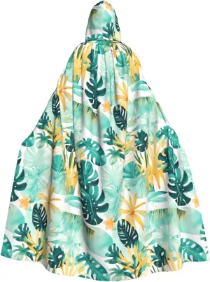 Beach Plantscape print Hooded cape for adults, Oversized Hooded Cloak with Bow Tie, Adult party dress cape