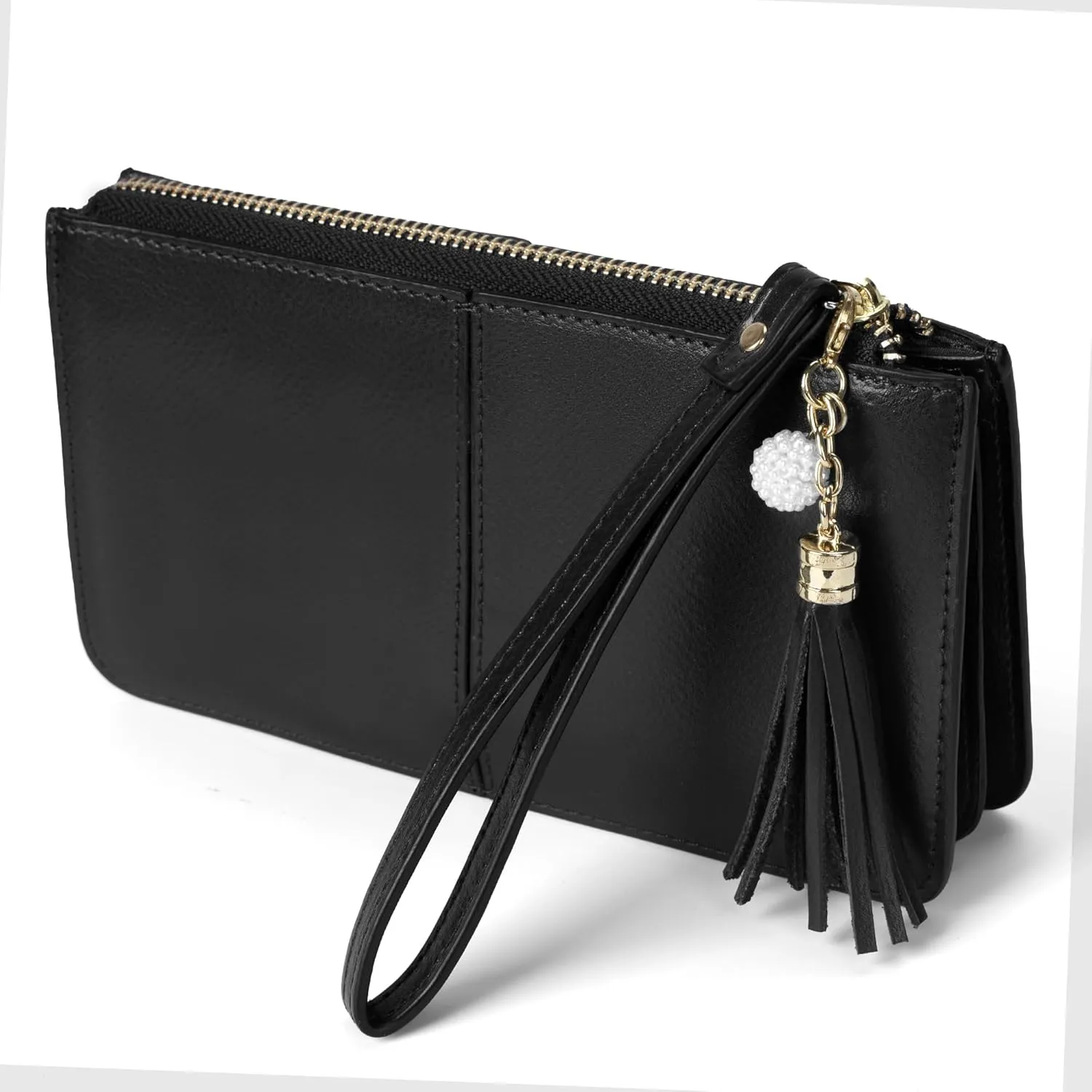befen Genuine Leather Wristlet Clutch for Women Ultra-Slim Ladies Credit Card Holder Wallet Purses with RFID Protection