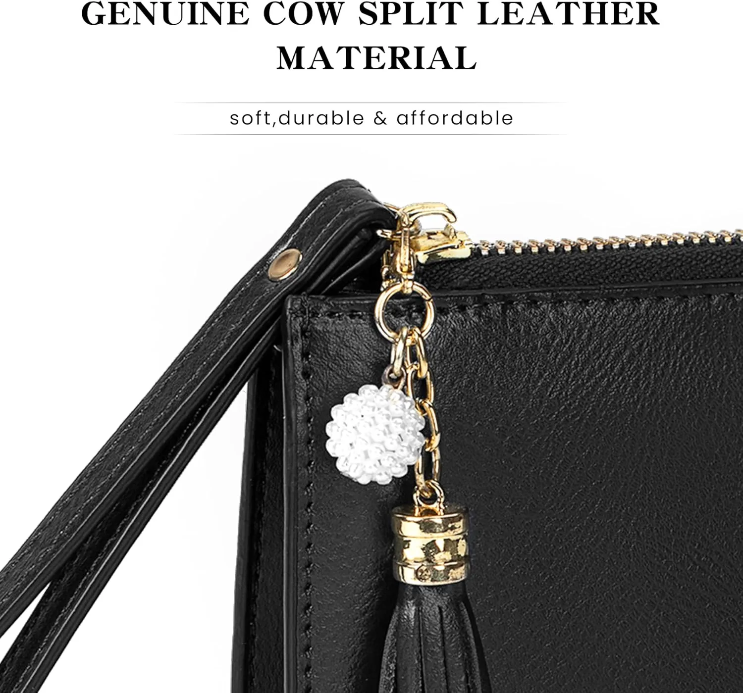 befen Genuine Leather Wristlet Clutch for Women Ultra-Slim Ladies Credit Card Holder Wallet Purses with RFID Protection