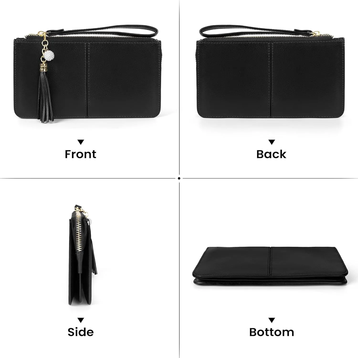 befen Genuine Leather Wristlet Clutch for Women Ultra-Slim Ladies Credit Card Holder Wallet Purses with RFID Protection