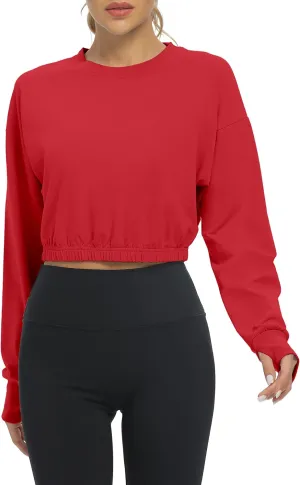 Bestisun Long Sleeve Workout Shirts Athletic Gym Yoga Crop Tops for Women