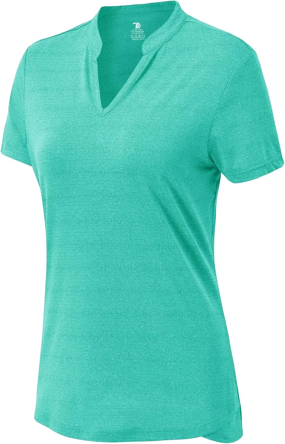 BGOWATU Womens Golf Polo Shirts Short Sleeve V-Neck Collarless Tennis T-Shirt Quick Dry Lightweight Tops
