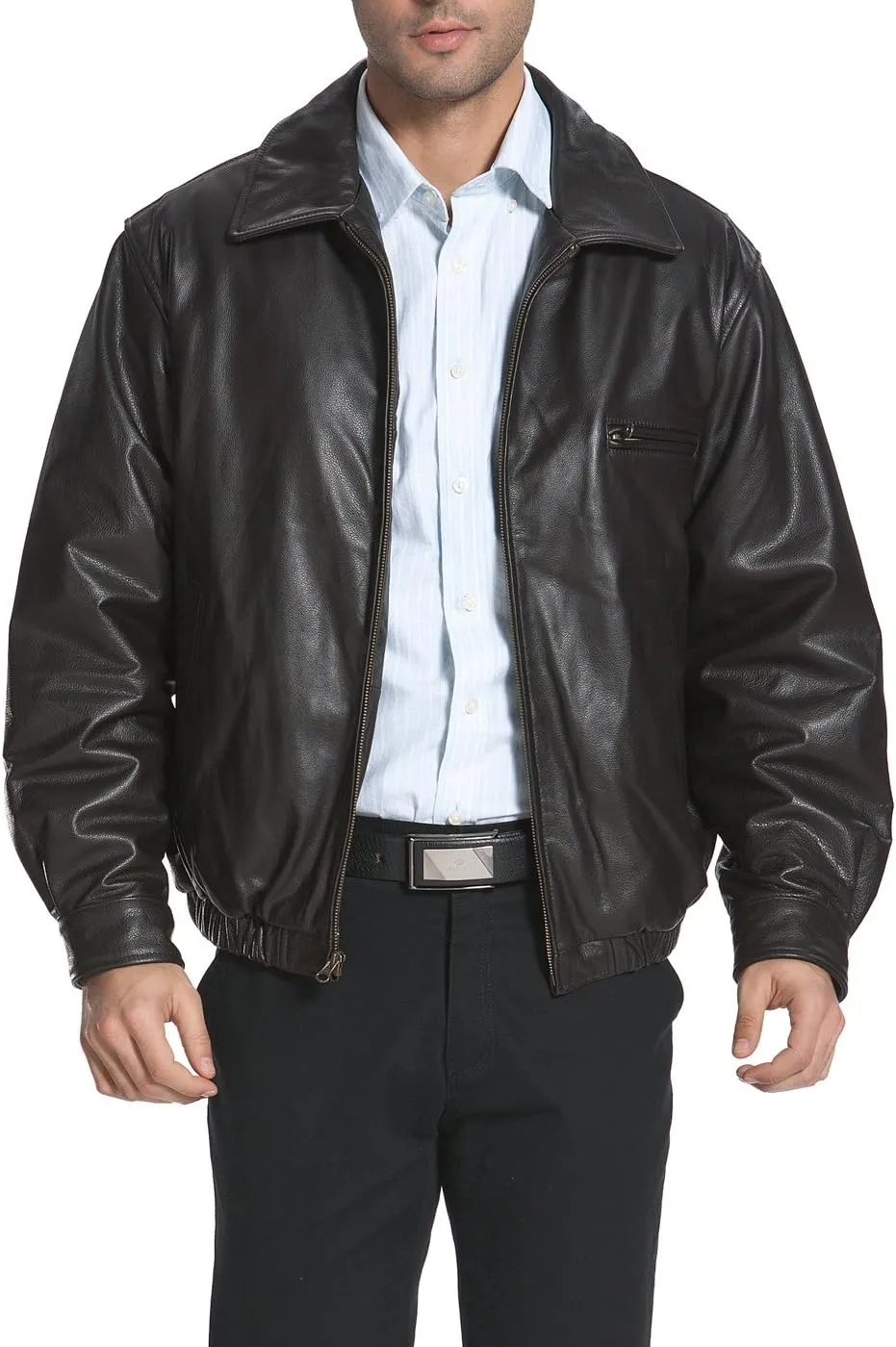 BGSD Men Aaron Classic Cowhide Leather Bomber Jacket (Also available in Big and Tall)