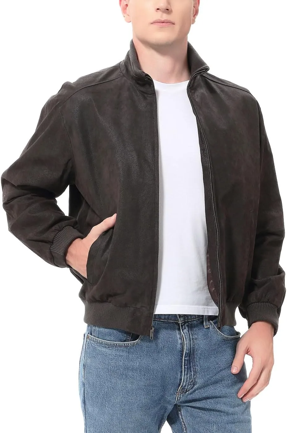 BGSD Men City Lambskin Leather Bomber Jacket (Also available in Big and Tall)