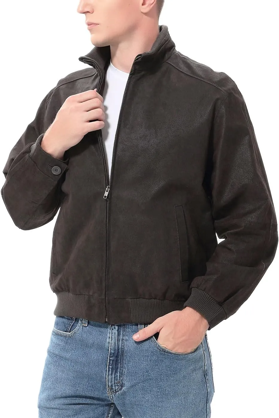 BGSD Men City Lambskin Leather Bomber Jacket (Also available in Big and Tall)