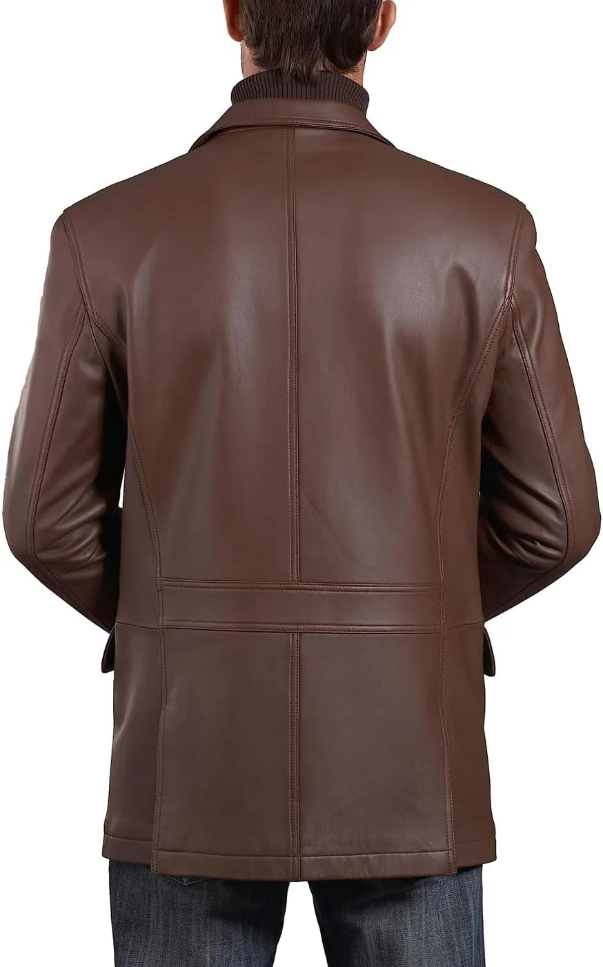 BGSD Men Grant 2-Button Leather Blazer Sport Coat Jacket (Also available in Big and Tall and Short)