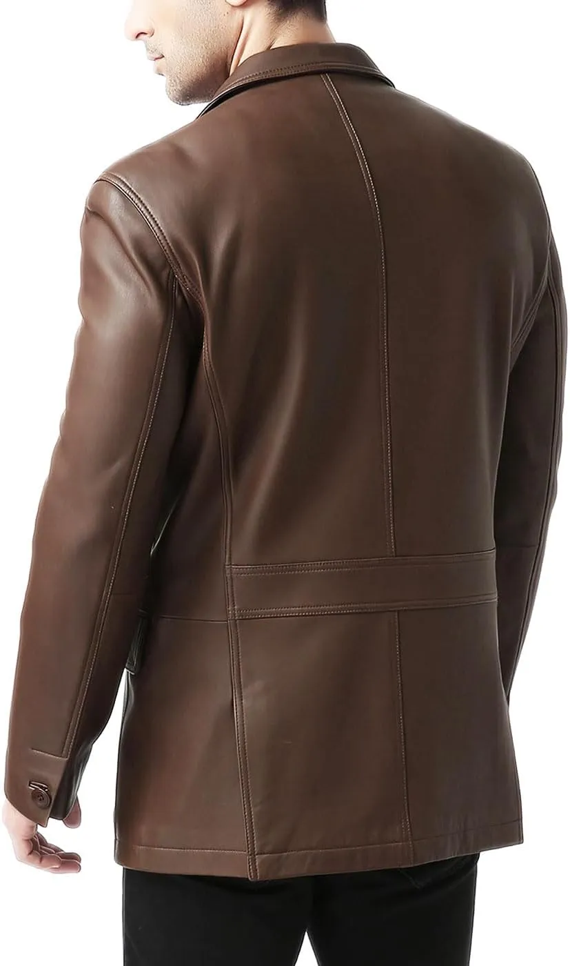 BGSD Men Jacob 2-Button New Zealand Lambskin Leather Blazer Sport Coat Jacket (Also available in Big and Tall and Short)