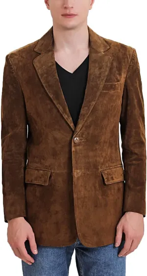 BGSD Men Richard Classic Leather Blazer Lambskin Sport Coat Jacket (Regular, Big & Tall and Short)