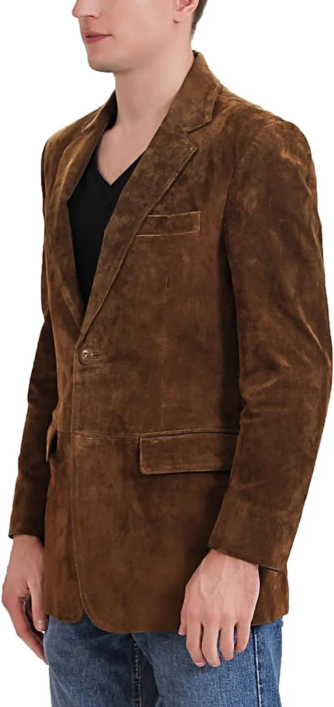 BGSD Men Richard Classic Leather Blazer Lambskin Sport Coat Jacket (Regular, Big & Tall and Short)