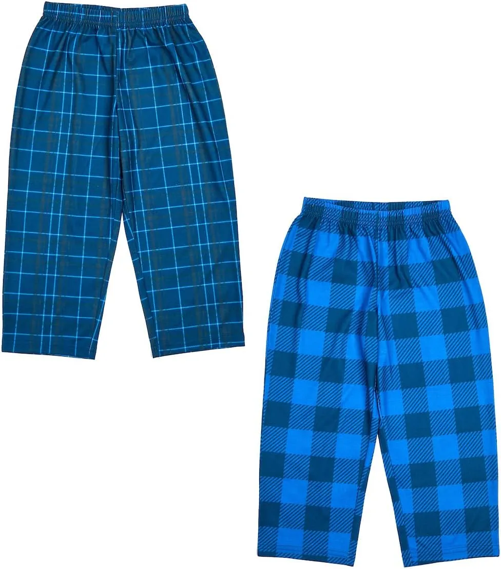 Blue Plaid & Dark Blue Plaid 2-Pack Toddler Boy's to Youth Boy's Sleep Pajama Pants