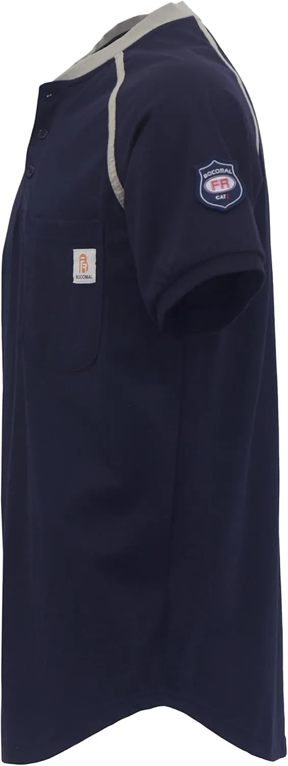 BOCOMAL FR Shirts 5.5oz Light Weight Henley and Short Sleeve Flame Resistant/Fire Retardant Clothing Shirt