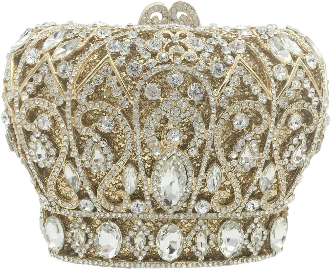 Boutique De FGG Crown Crystal Clutch Purse Women Formal Evening Minaudiere Handbags Party Dinner Rhinestone Clutch Bag,Mini