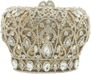 Boutique De FGG Crown Crystal Clutch Purse Women Formal Evening Minaudiere Handbags Party Dinner Rhinestone Clutch Bag,Mini