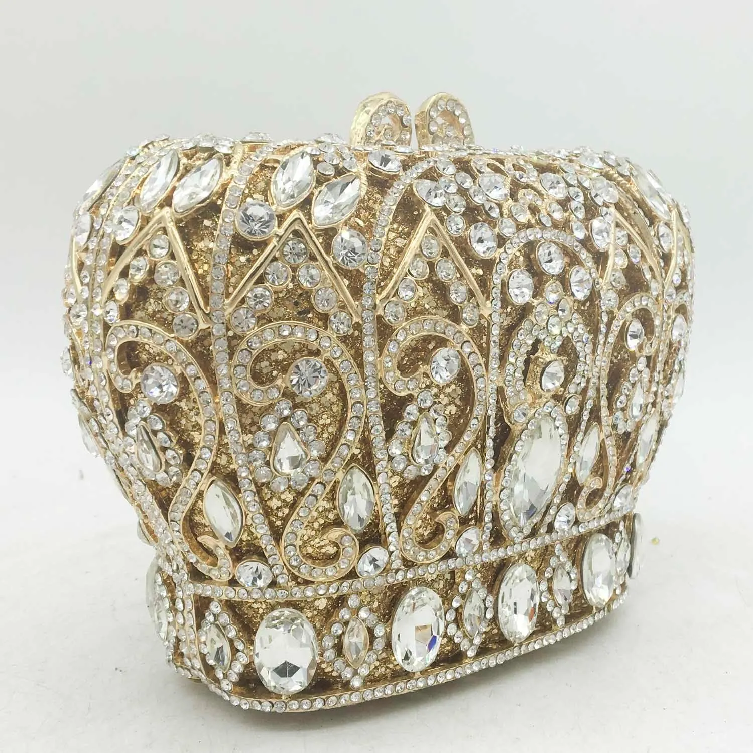 Boutique De FGG Crown Crystal Clutch Purse Women Formal Evening Minaudiere Handbags Party Dinner Rhinestone Clutch Bag,Mini