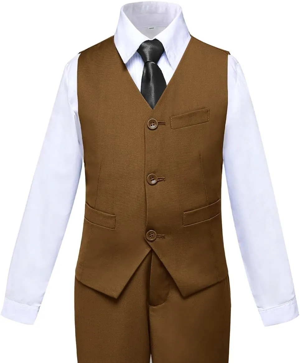 Boys Suit for Kids Tuxedo Suits for Wedding Formal Suit Set Toddler Boy Dress Outfit with Shirt and Tie