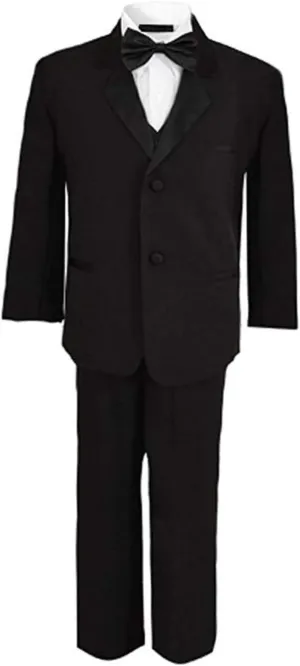 Boys Tuxedo with Vest, Shirt, and Bow Tie  Black or White