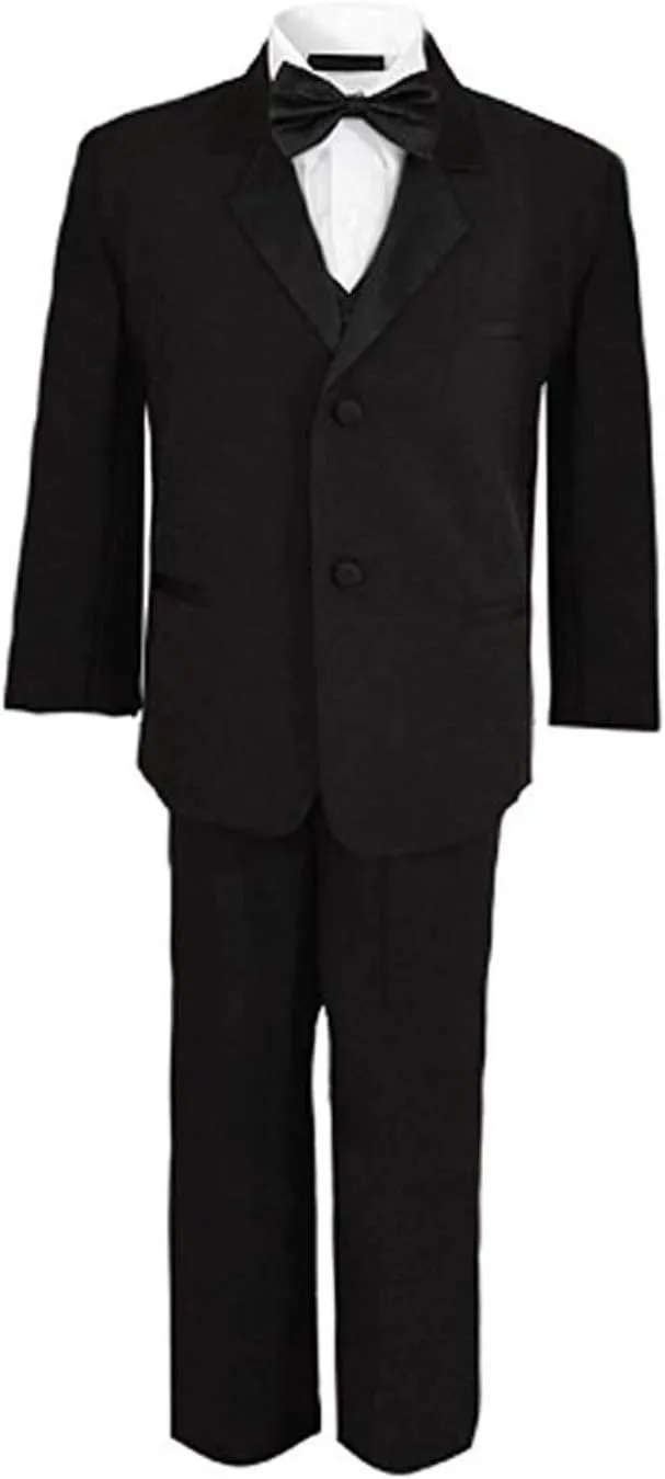 Boys Tuxedo with Vest, Shirt, and Bow Tie  Black or White