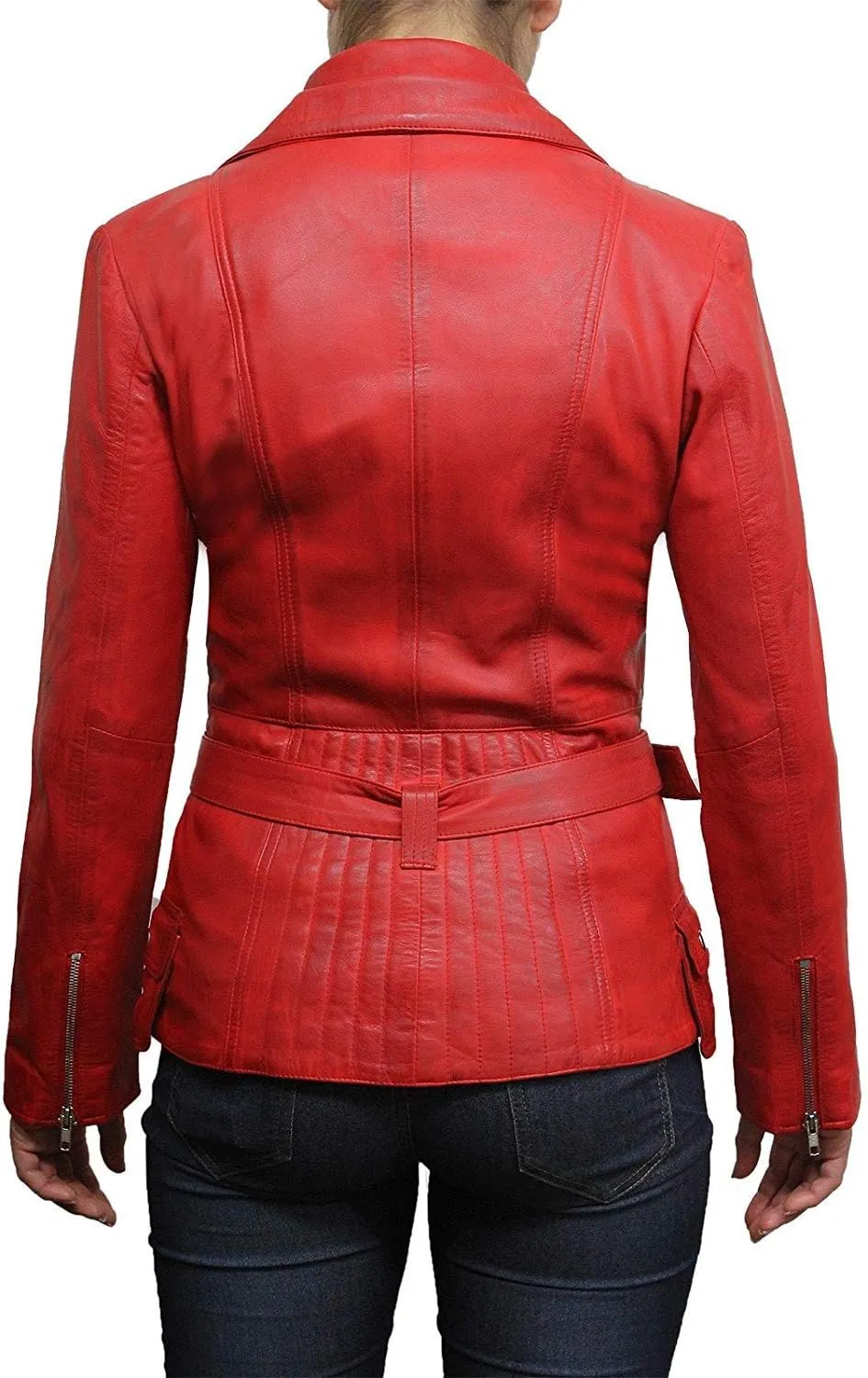 BRANDSLOCK Womens Classic Leather Biker Jacket Genuine Skin