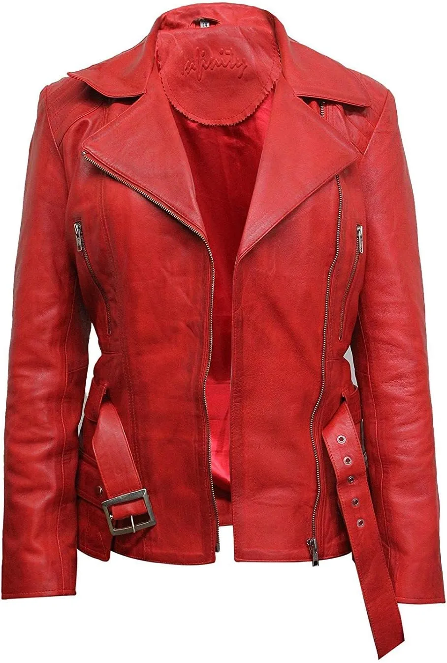 BRANDSLOCK Womens Classic Leather Biker Jacket Genuine Skin