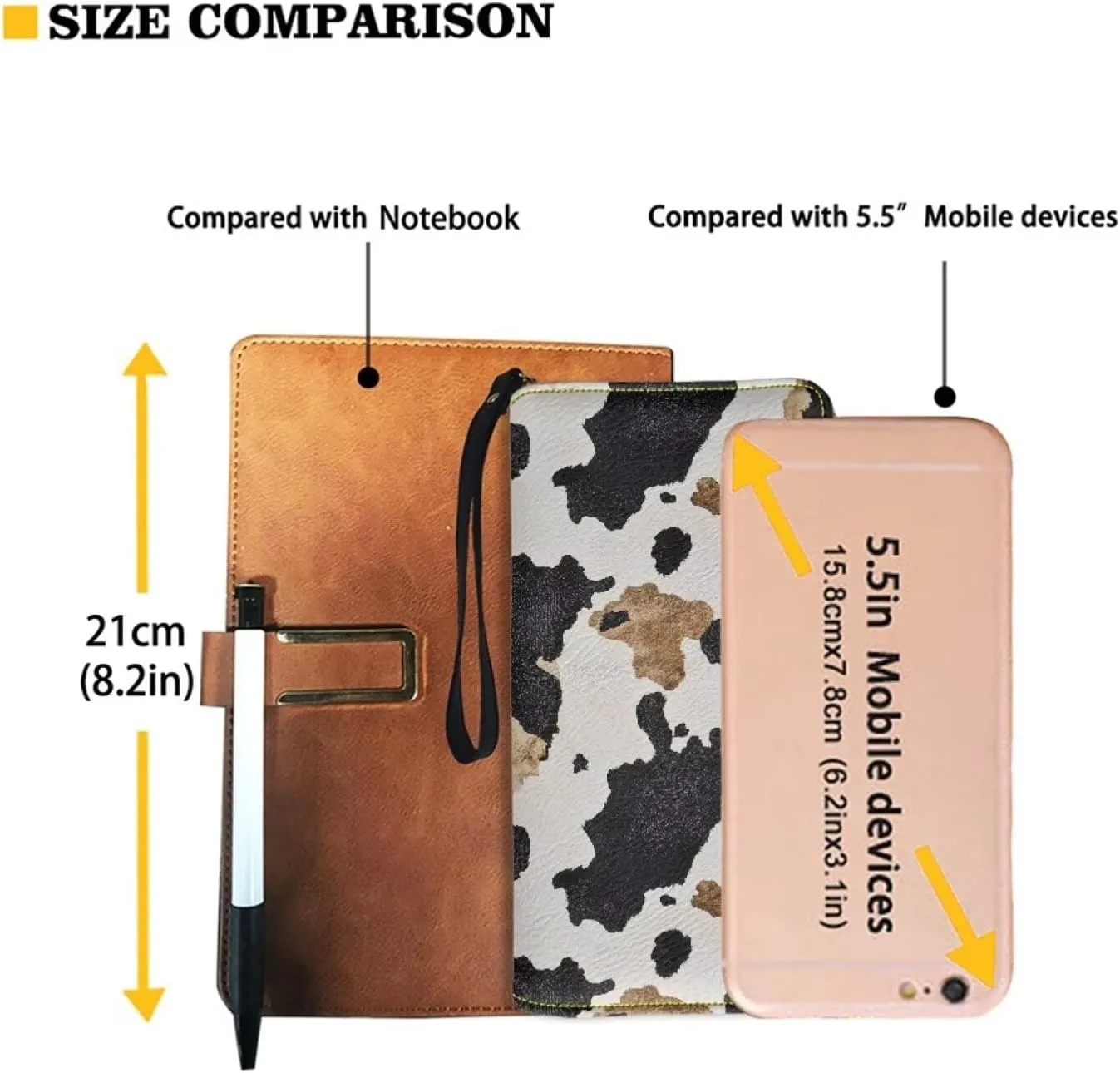 Brown Cow Print Women's Zip Around Wallet Wristlet PU Leather Waterproof Durable Clutch Wallet Large Credit Card Holder Travel Business Dating Coin,Cash Pocket