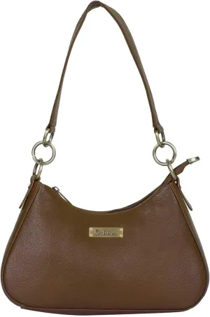 Brown Shoulder Bag for Women Genuine Leather Hobo Handbags Tote Bags Purse Single Shoulder Strap Bag with Top Zipper Closure, Perfect for Daily Use, Travel & Casual Outings.