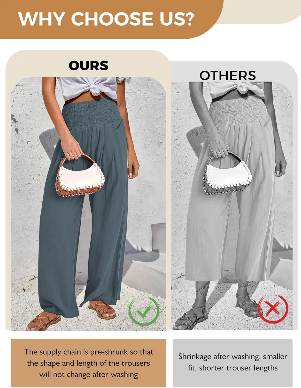 Buauty Women Palazzo Pants Wide Leg Casual Pant Summer High Waist Lounge Pants 2024 Loose Baggy Beach Travel Clothes