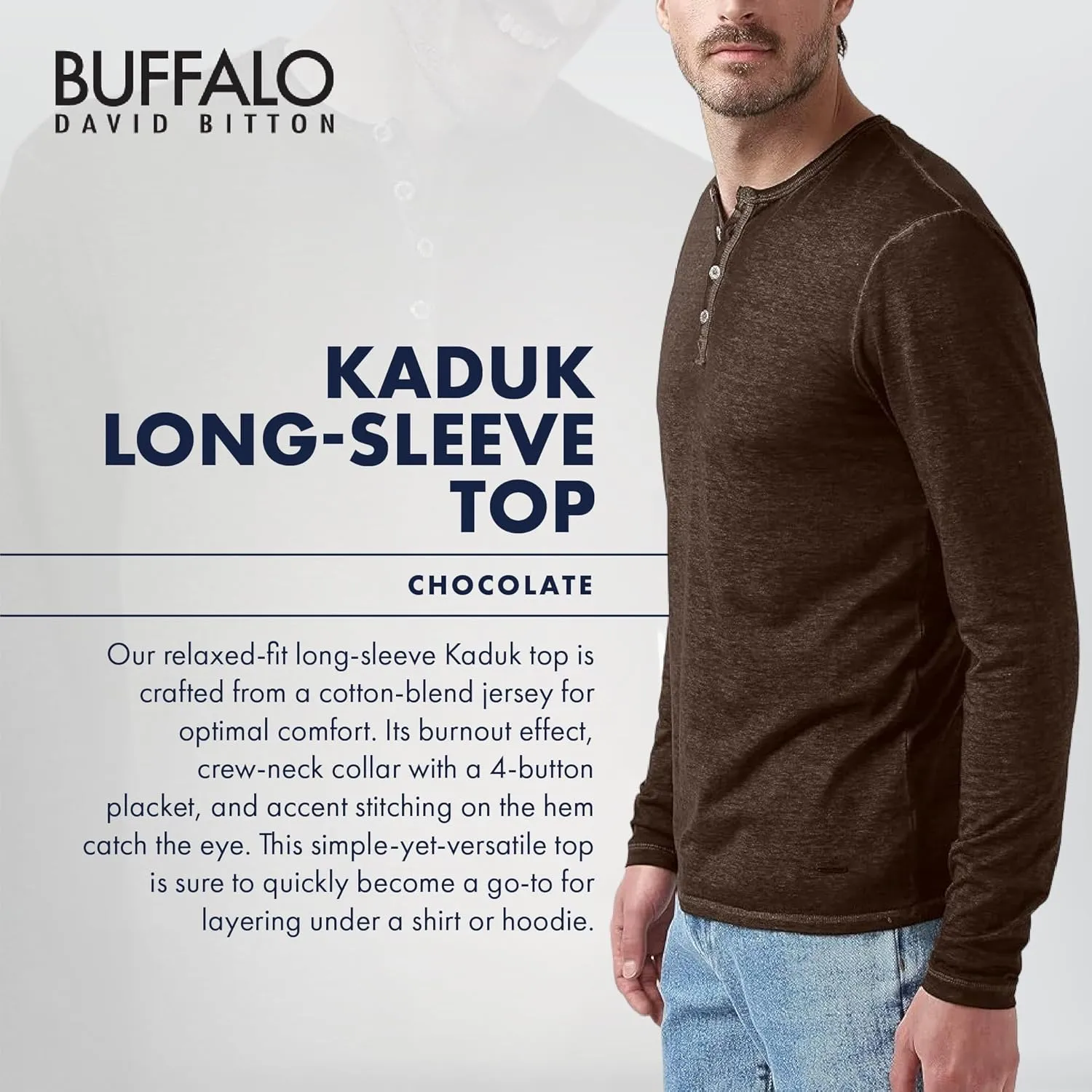 Buffalo David Bitton Men's Long Sleeve Henley