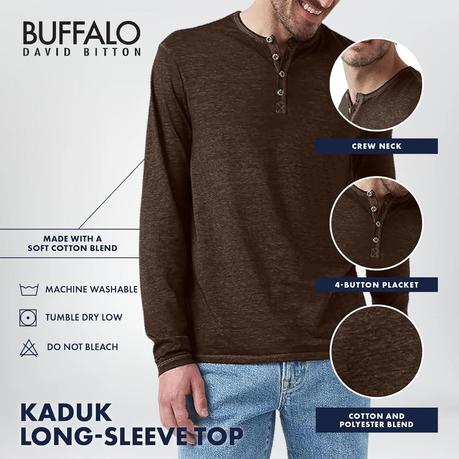 Buffalo David Bitton Men's Long Sleeve Henley