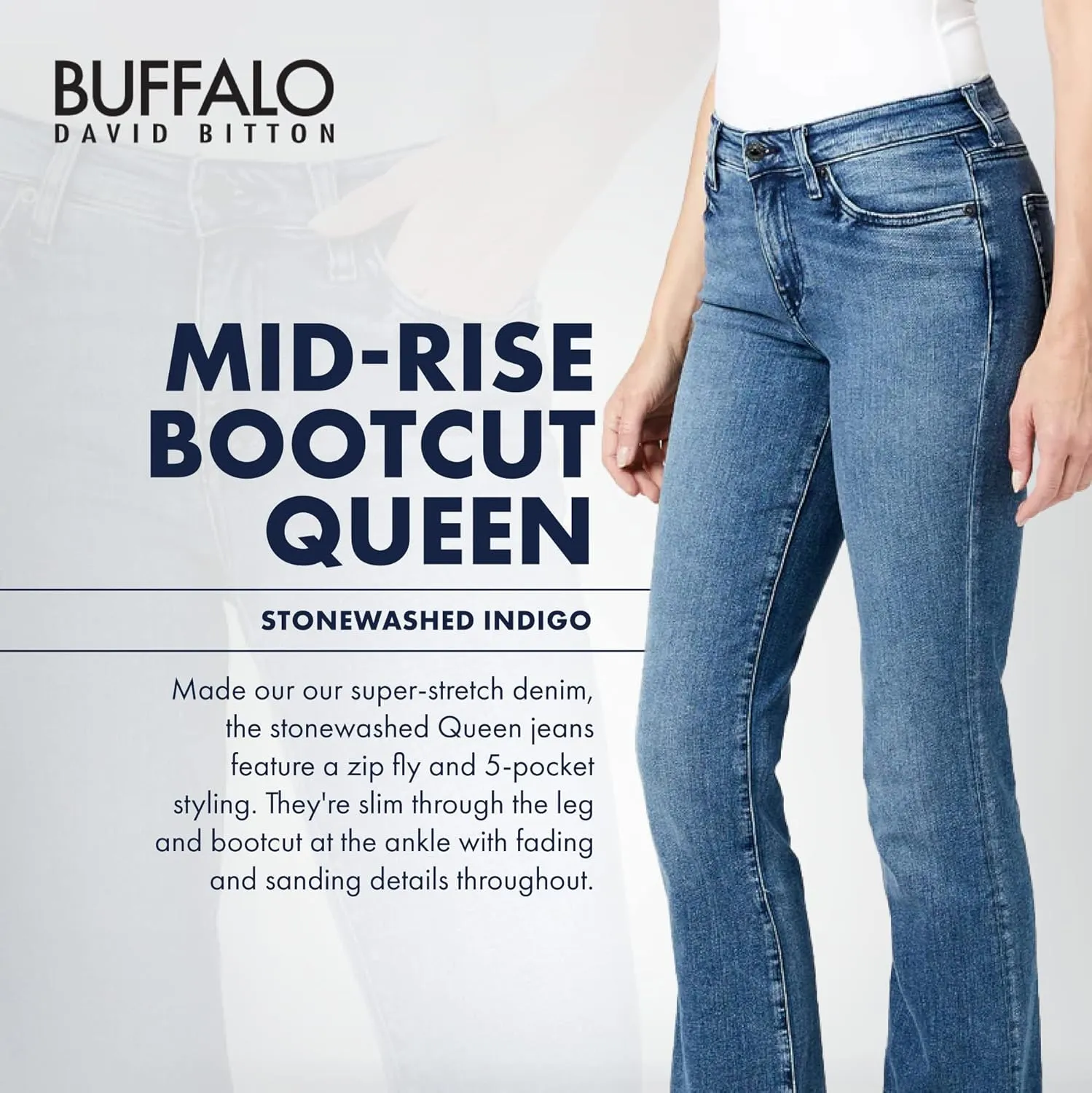 Buffalo David Bitton Women's Queen Mid-Rise Bootcut Jeans