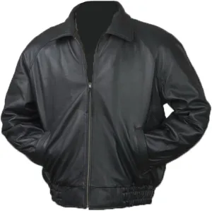 Burk's Bay Men's Lamb Leather Classic Bomber Jacket