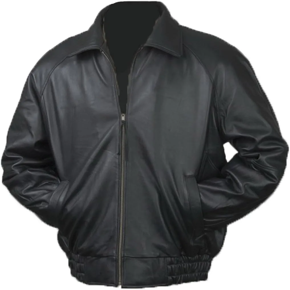 Burk's Bay Men's Lamb Leather Classic Bomber Jacket