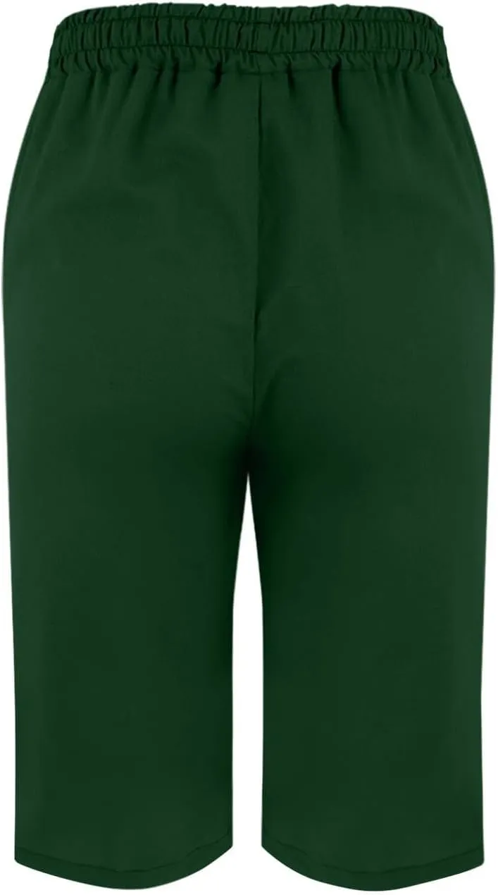 Capris Linen Pants for Women 2025 Summer Wide Leg Causal Beach Shorts Elastic High Waist Linen Trousers with Pockets