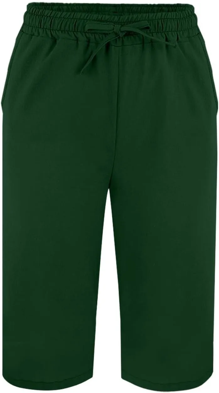Capris Linen Pants for Women 2025 Summer Wide Leg Causal Beach Shorts Elastic High Waist Linen Trousers with Pockets