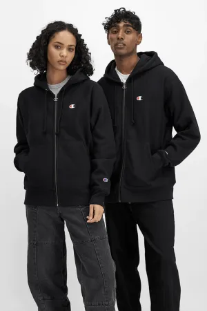 CHAMPION REVERSE WEAVE ZIP THROUGH HOODIE - BLACK