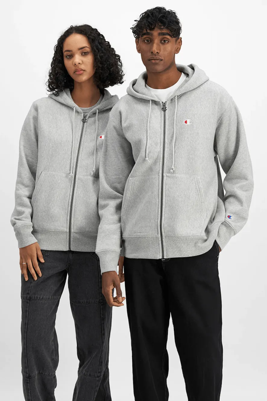 CHAMPION REVERSE WEAVE ZIP THROUGH HOODIE - GREY