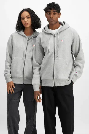 CHAMPION REVERSE WEAVE ZIP THROUGH HOODIE - GREY