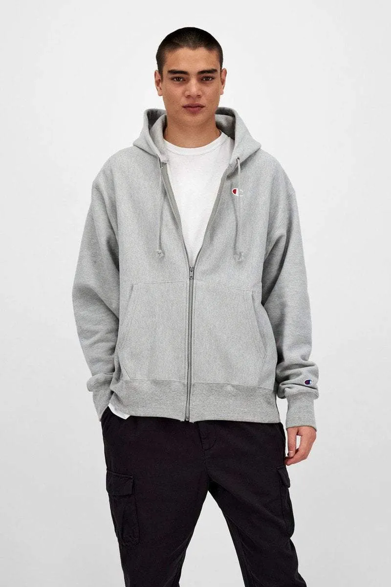 CHAMPION REVERSE WEAVE ZIP THROUGH HOODIE - GREY