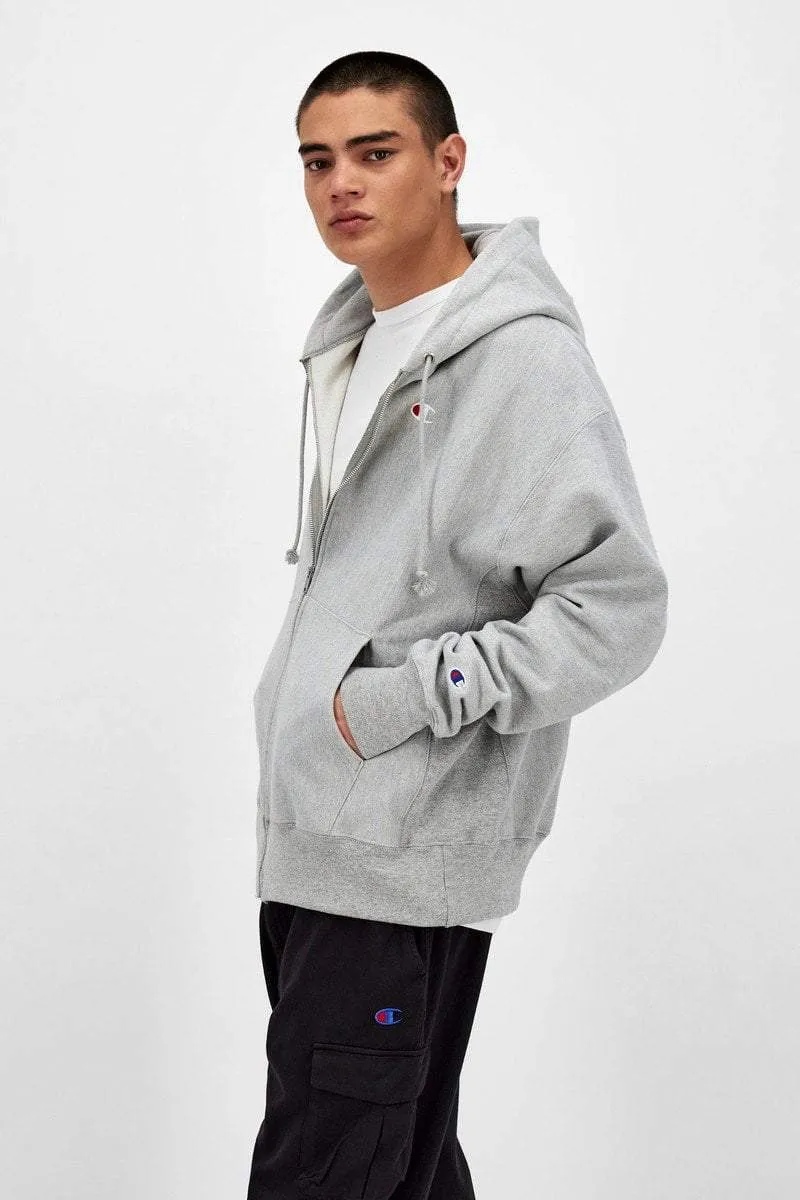 CHAMPION REVERSE WEAVE ZIP THROUGH HOODIE - GREY