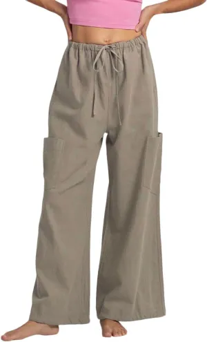 CHARTOU Women Lightweight Cotton Linen Pants Wide Leg Palazzo Summer Cargo Pants