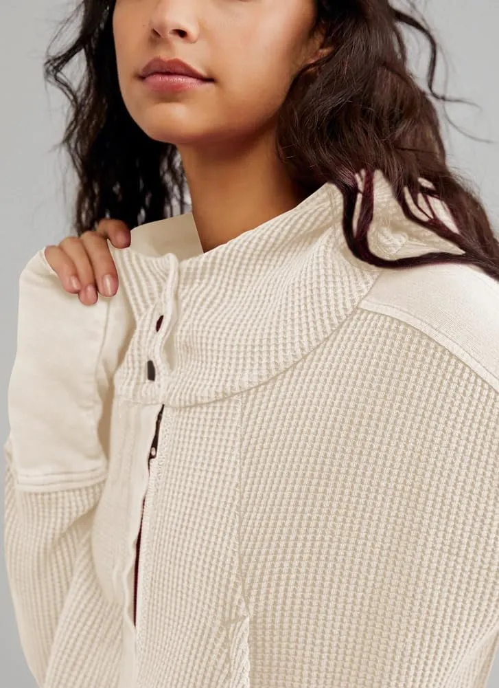 chouyatou Women's Oversized Hooded Sweatshirt Y2K Boyfriend Waffle Knit Zip Up Hoodie Jacket Shackets