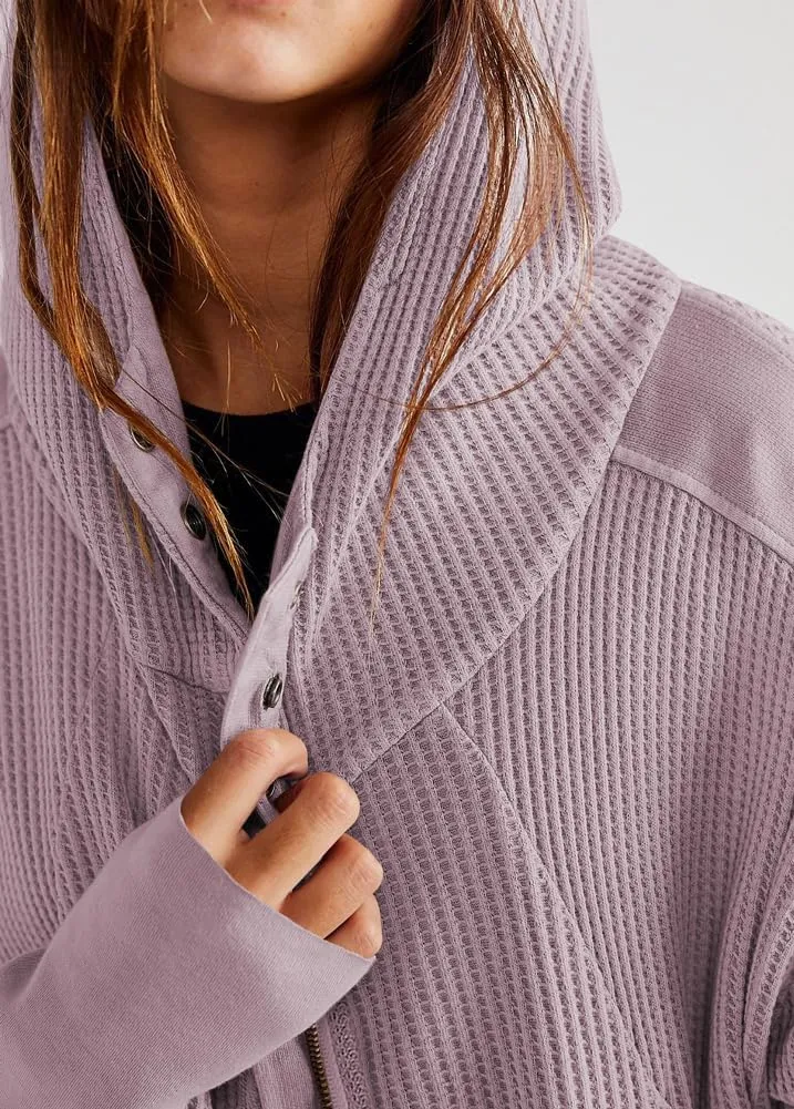 chouyatou Women's Oversized Hooded Sweatshirt Y2K Boyfriend Waffle Knit Zip Up Hoodie Jacket Shackets