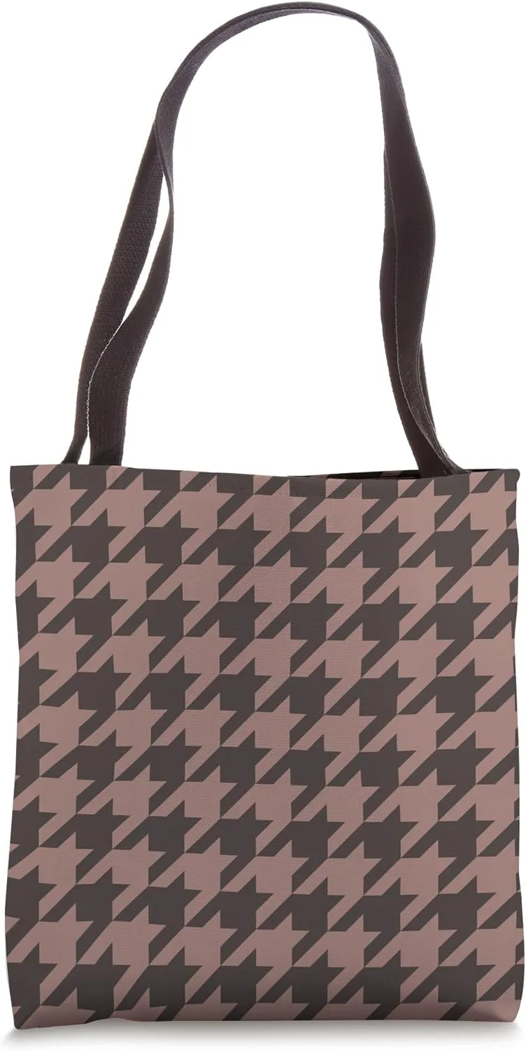 Classic Brown Houndstooth Pattern, Houndstooth Tote Bag