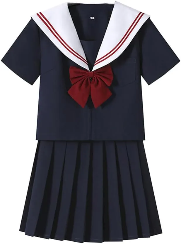 Classic JK Uniform Japanese School Girls Uniform Sailor Shirts Pleated Skirt Set Students Anime Cosplay Costumes