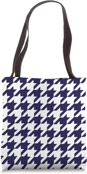 Classic Navy Blue, Houndstooth Pattern, Houndstooth Tote Bag